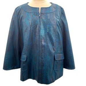 Susan Graver Jacket Faux Snakeskin Crocodile Alligator Shimmery Large